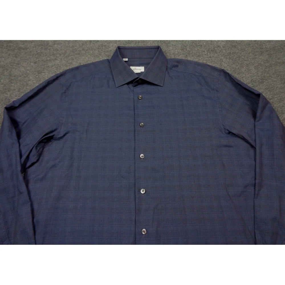 Brioni Ventiquattro Shirt Mens 17 1/2" 44 Neck Blue Long Sleeve Made in Italy - Picture 1 of 13